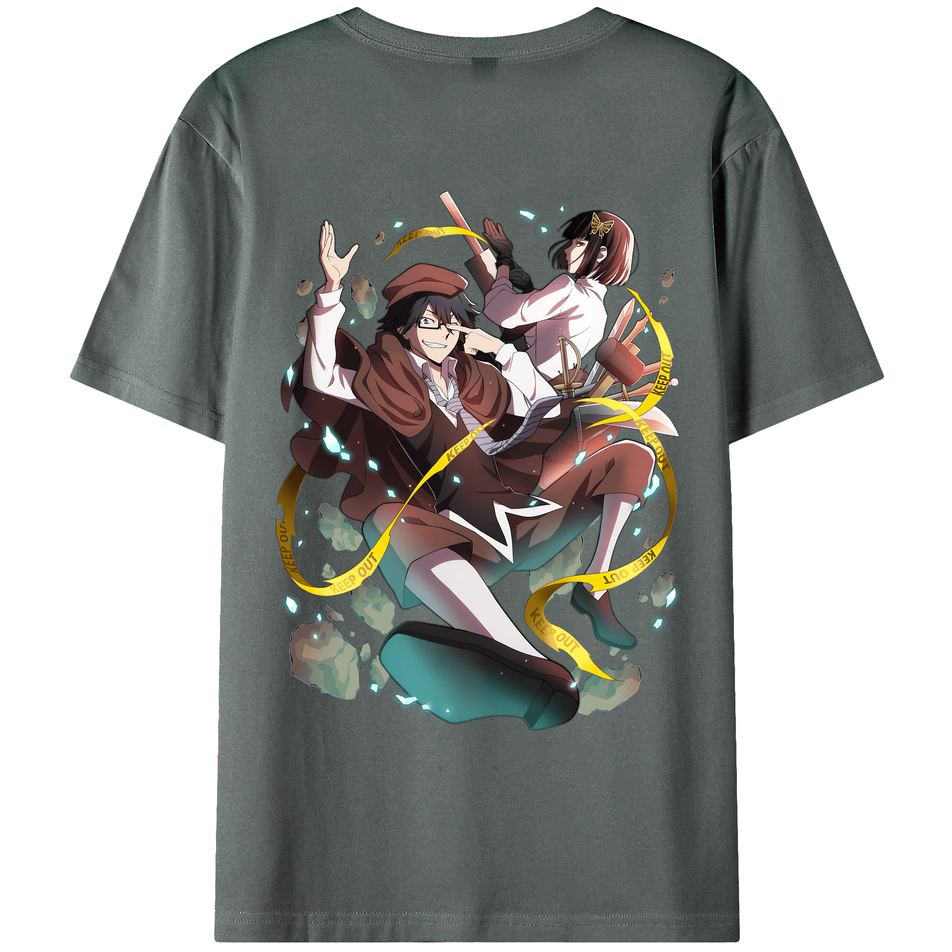 （画像用） 文豪ストレイドッグス Bungo Stray Dogs 綿100％ メンズ半袖Tシャツ（バックプリント） 通気性